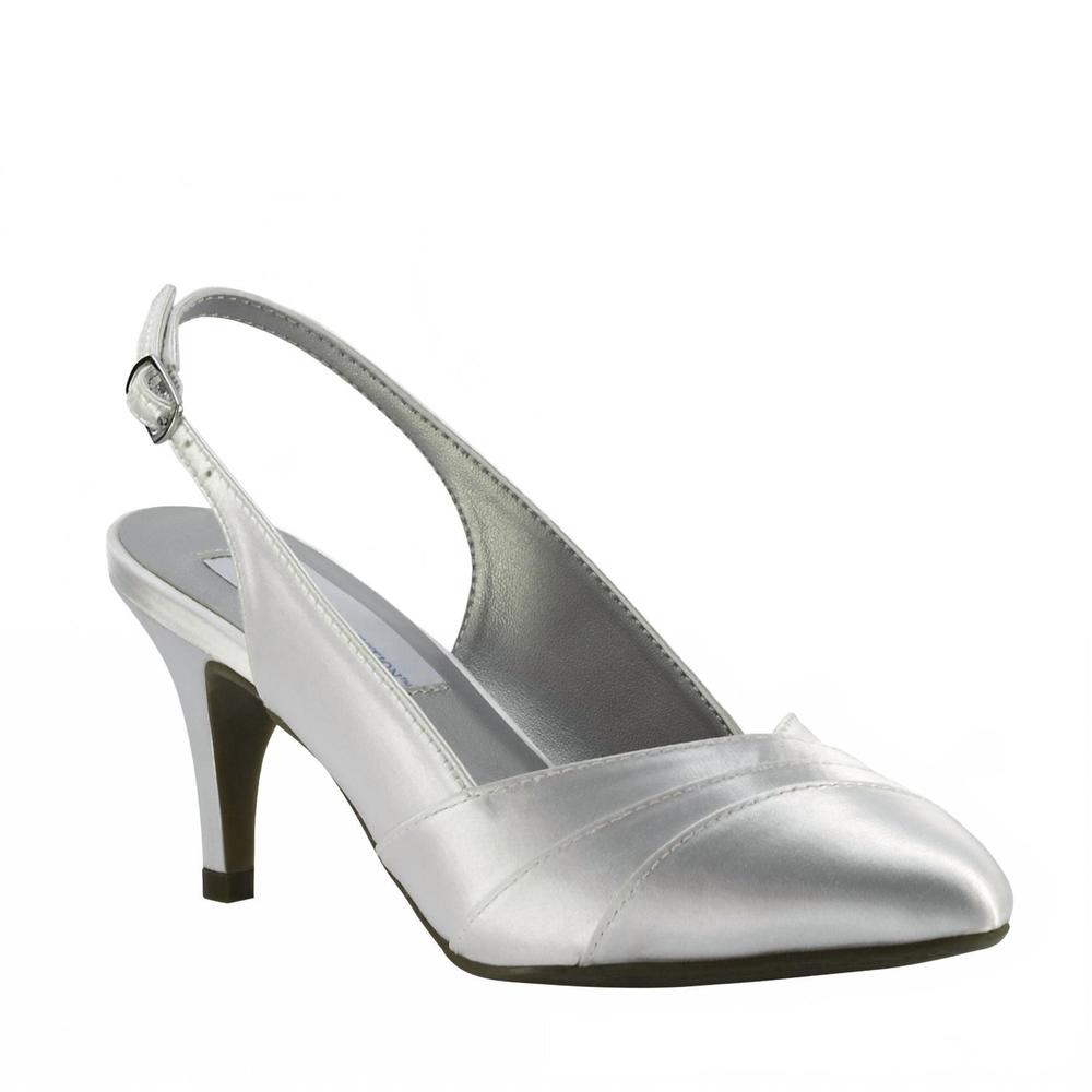 NEW DYEABLES women's poppy heel in white satin